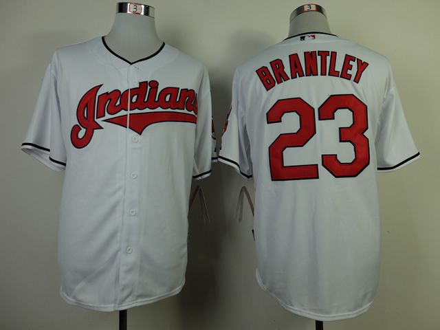 Men Cleveland Indians #23 Brantley White MLB Jerseys->cleveland indians->MLB Jersey